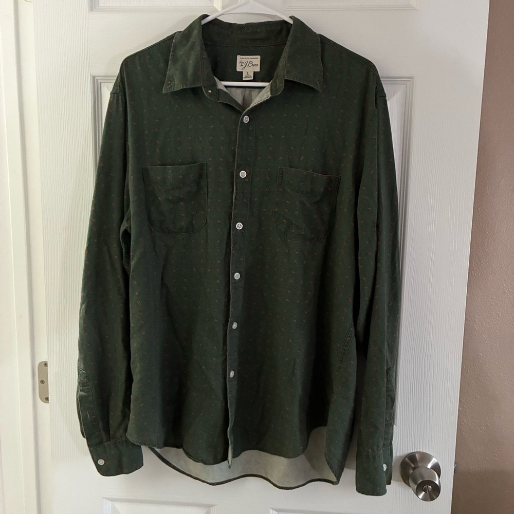J. Crew Men’s Cotton Wool Blend Long Sleeve Button Down, Size L